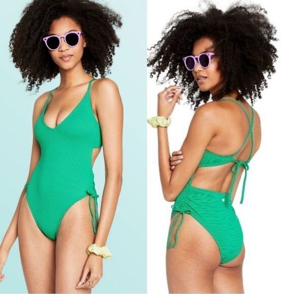 Stoney Clover Lane x Target V-Neck Textured Cheeky High-Leg One Piece Swimsuit - Picture 1 of 12